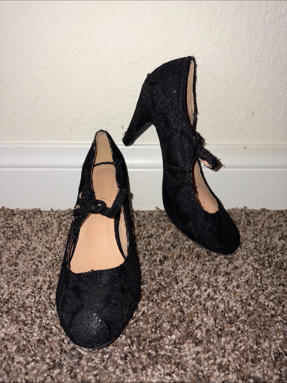 Black Lace Mary Jane Heels - Classic Women's Dress Shoe